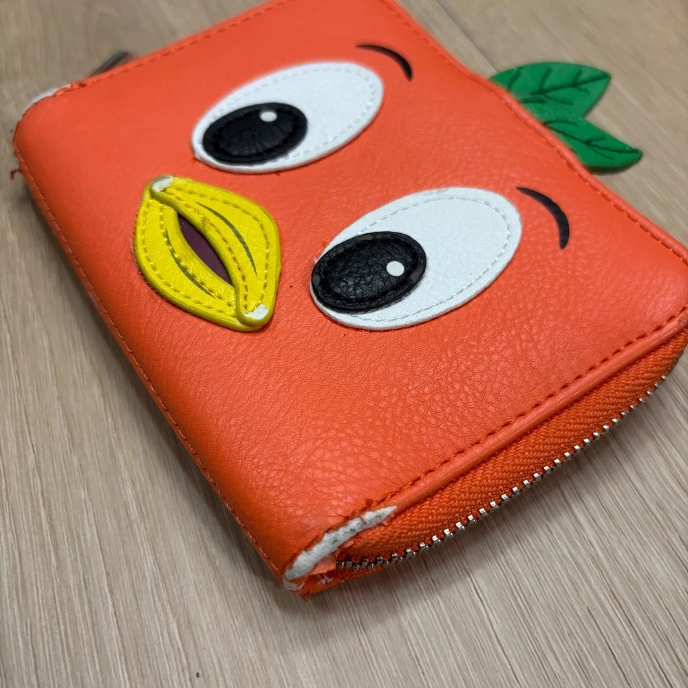 Disney Parks Loungefly Orange Bird Wallet Zip Around Faux Leather Orange Mascot